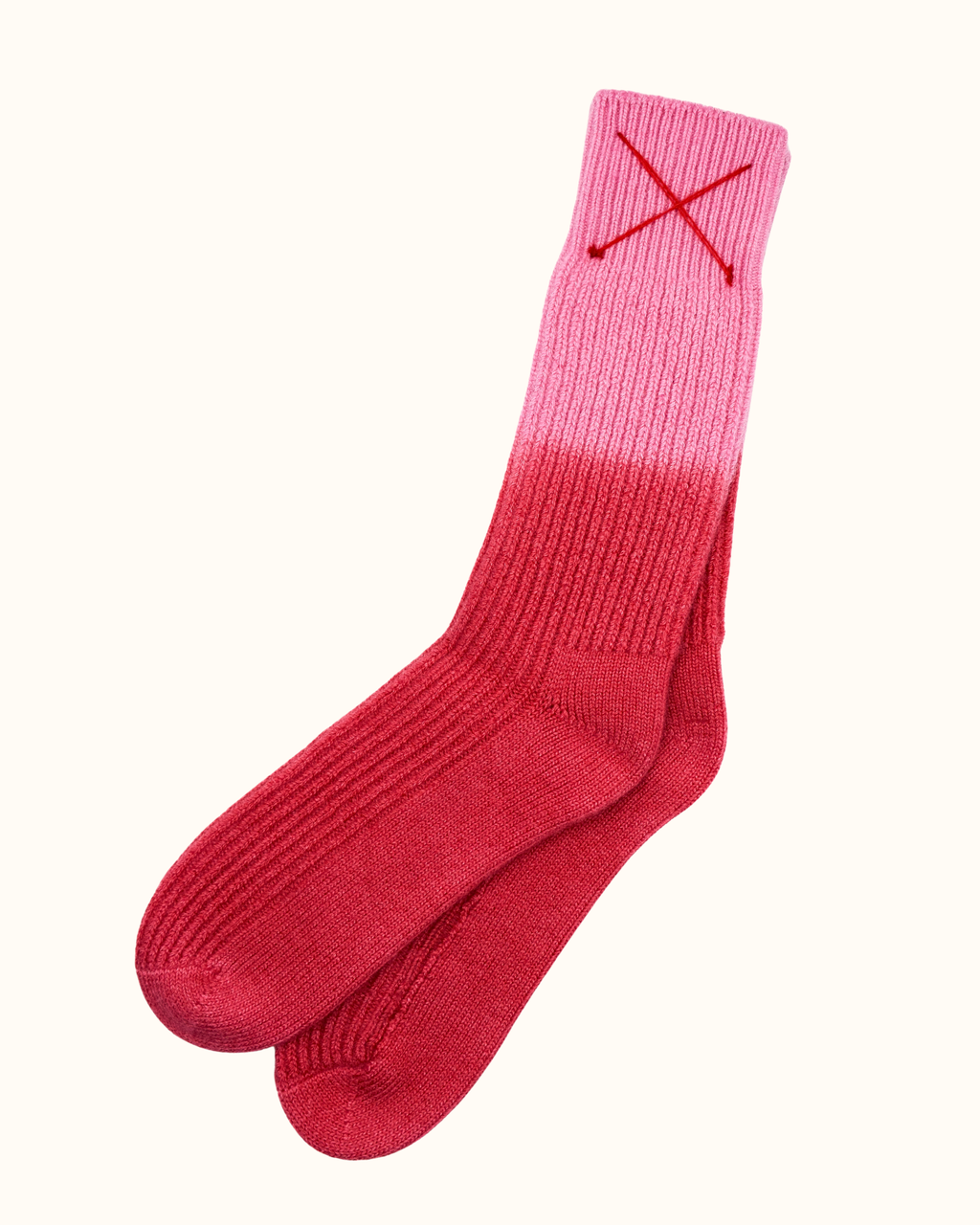 Dip-Dye Kaschmirsocken Rot/Pink von Mell-o
