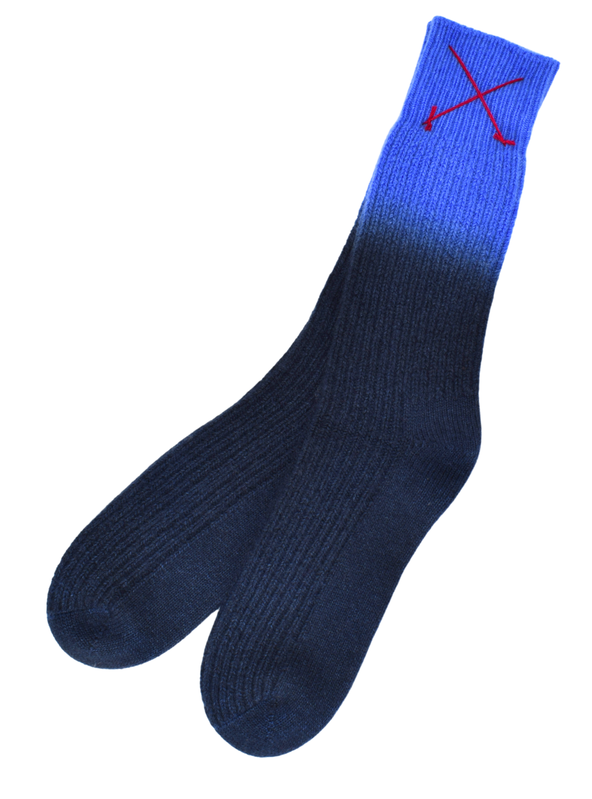 Dip-Dye Kaschmirsocken Indigo/Azur von Mell-o