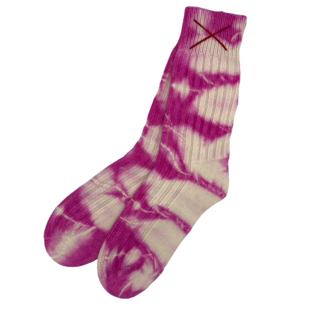 Tie-Dye Kaschmirsocken Fuchsia von Mell-o