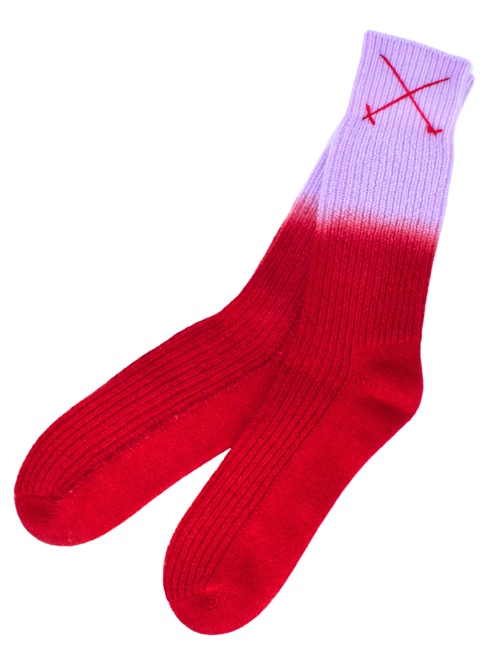 Dip-Dye Kaschmirsocken Rot/Lila von Mell-o