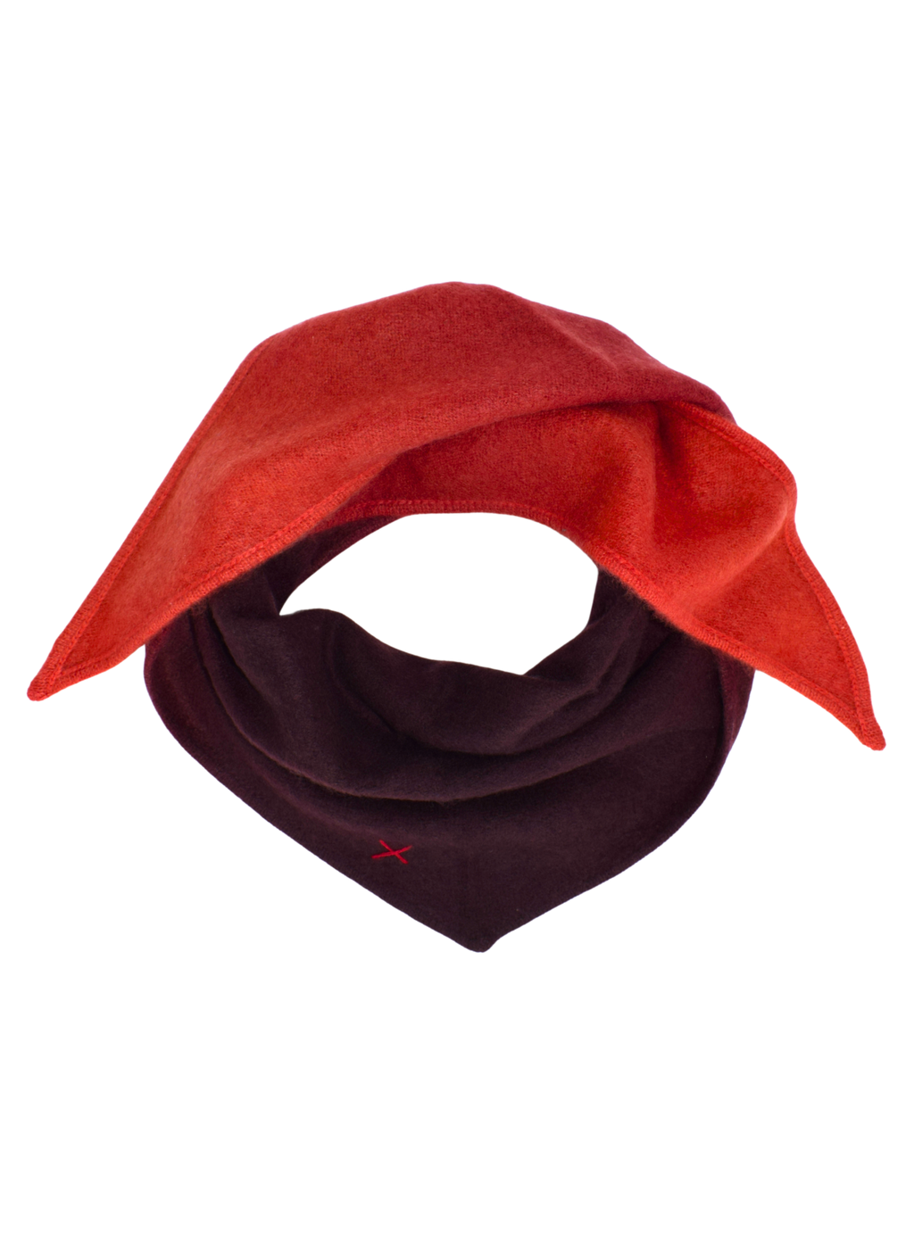 Kleiner Dip-Dye Dreieckschal Braun/Rot aus Kaschmir von Mell-o