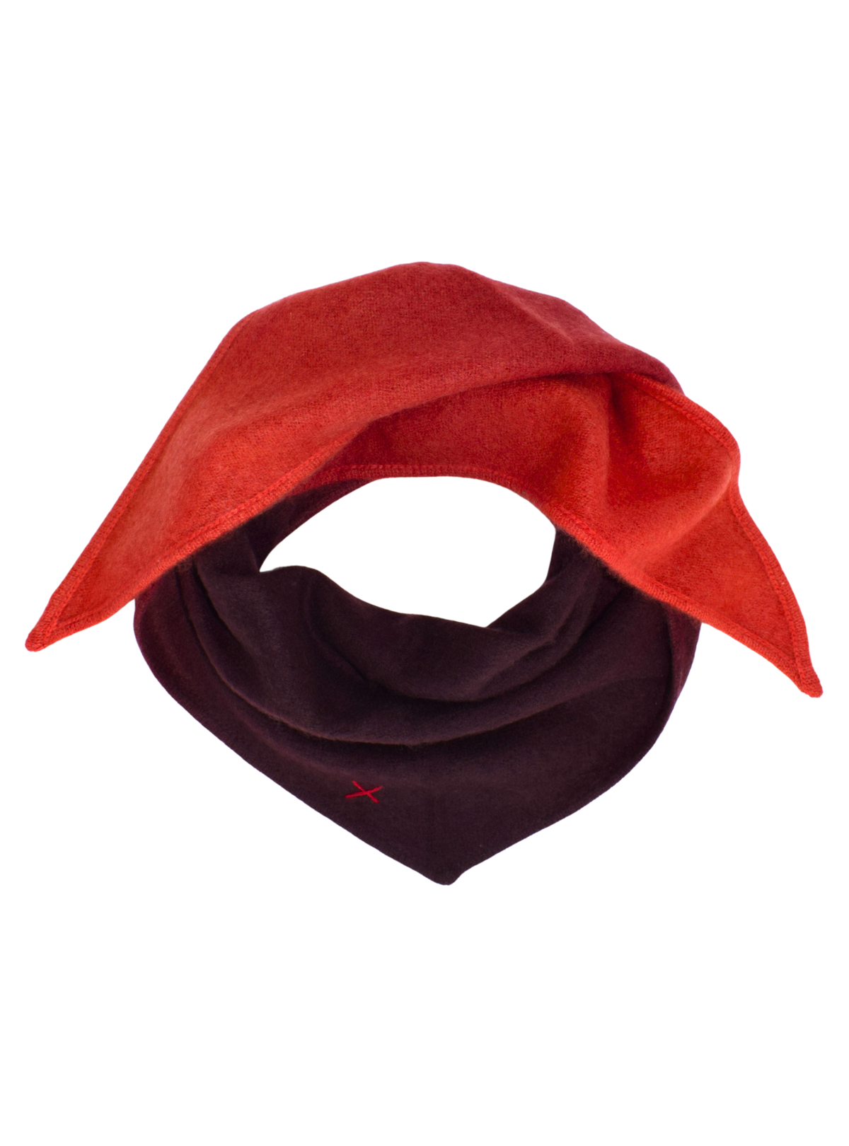 Kleiner Dip-Dye Dreieckschal Braun/Rot aus Kaschmir von Mell-o