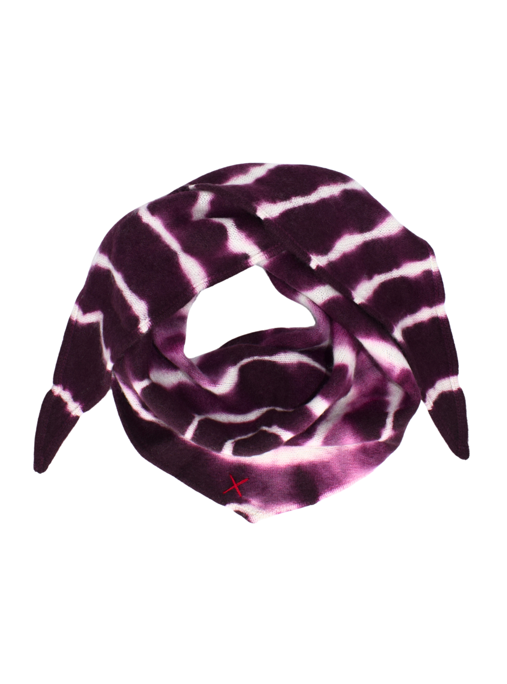 Tie-Dye Dreieckschal Offwhite/Bordeaux aus Kaschmir von Mell-o
