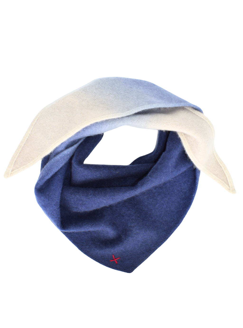 Kleiner Dip-Dye Dreieckschal Indigo/Camel aus Kaschmir von Mell-o