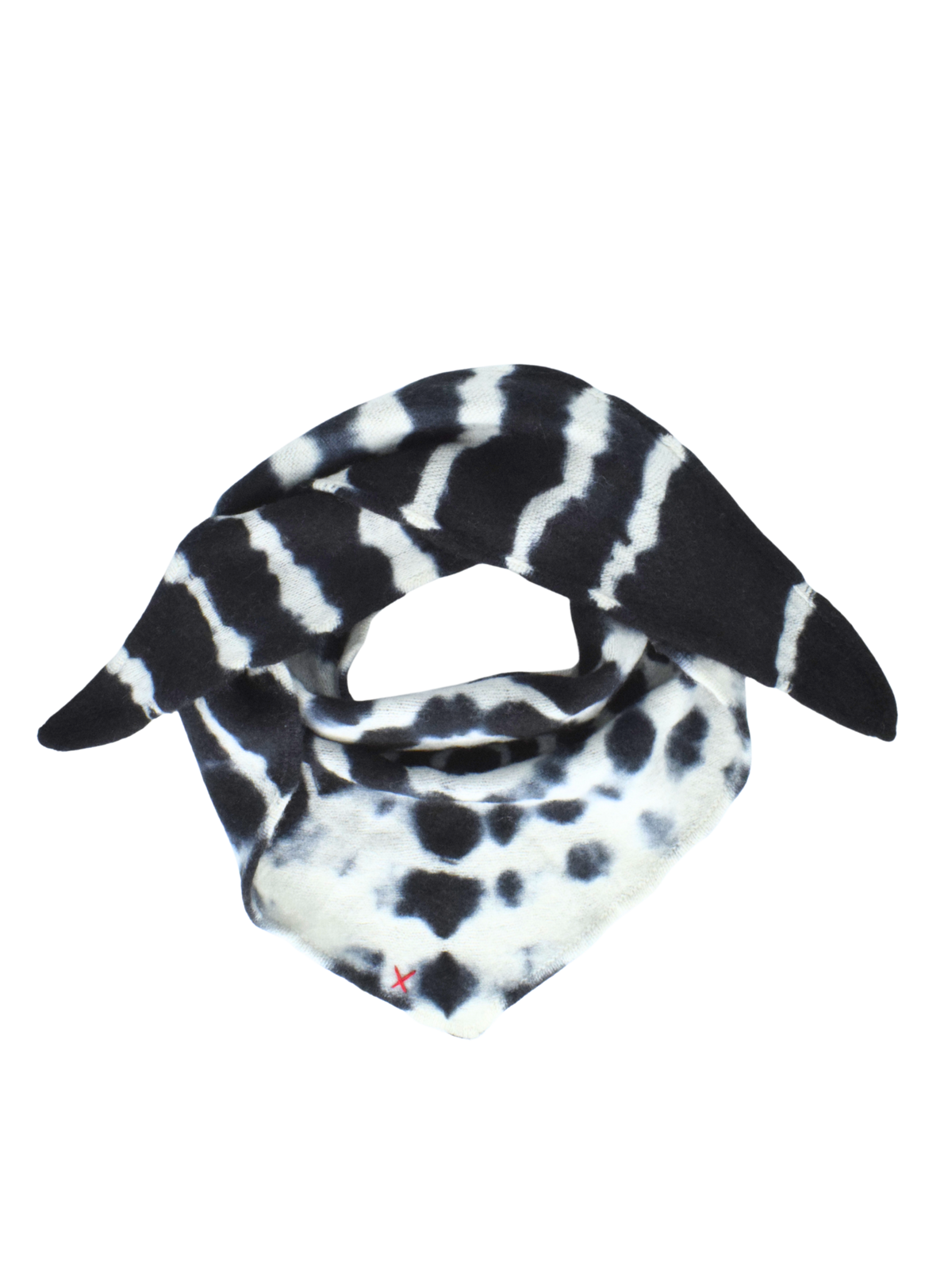 Tie-Dye Dreieckschal Offwhite/Schwarz aus Kaschmir von Mell-o