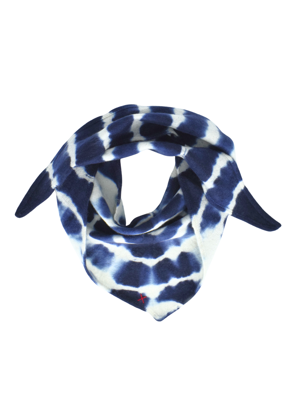 Tie-Dye Dreieckschal Offwhite/Indigo aus Kaschmir von Mell-o