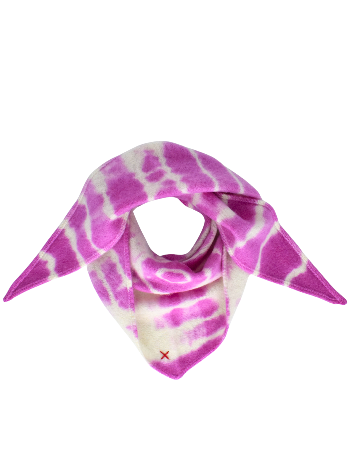 Tie-Dye Dreieckschal Offwhite/Fuchsia aus Kaschmir von Mell-o