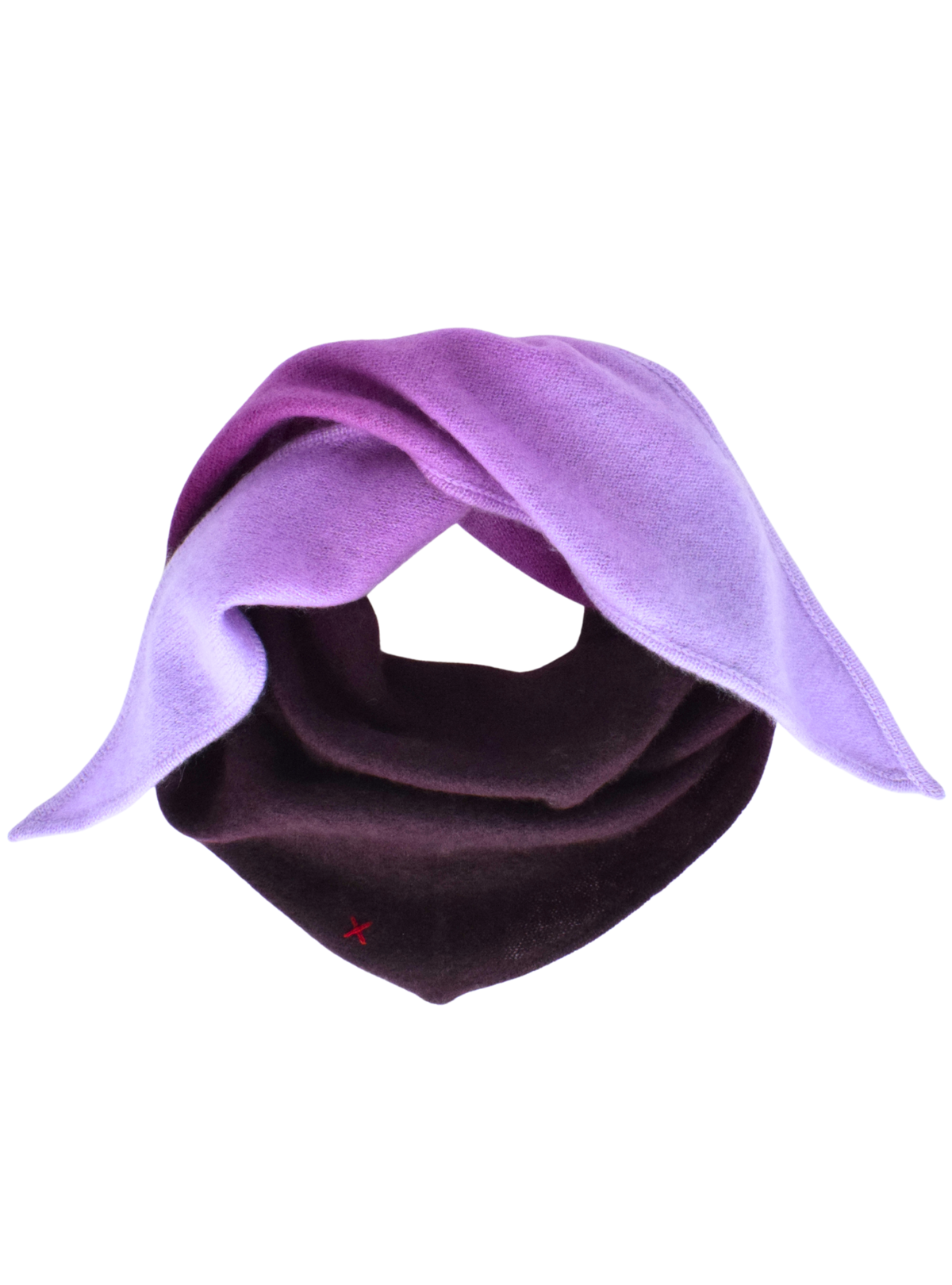 Kleiner Dip-Dye Dreieckschal Bordeaux/Lila aus Kaschmir von Mell-o