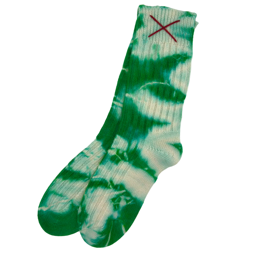 Tie-Dye Kaschmirsocken Evergreen von Mell-o