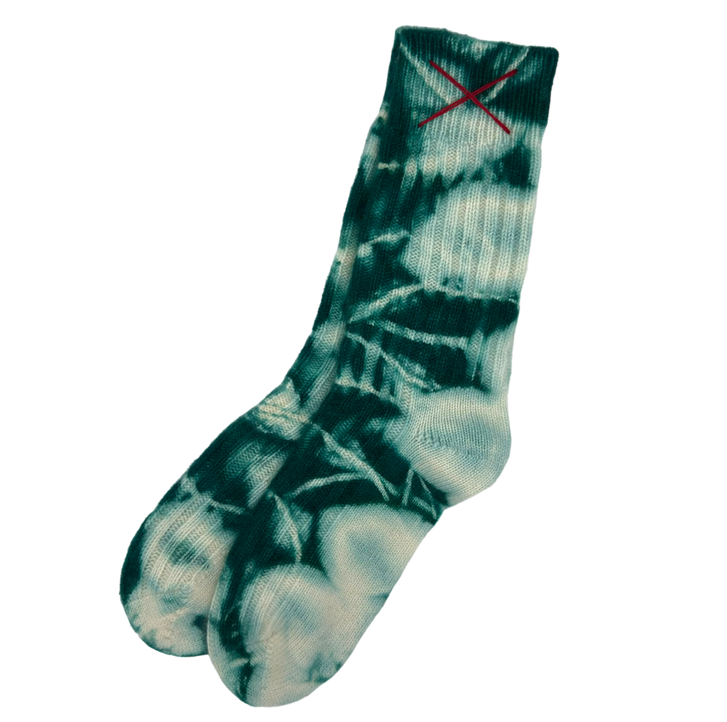 Tie-Dye Kaschmirsocken Flaschengrün von Mell-o