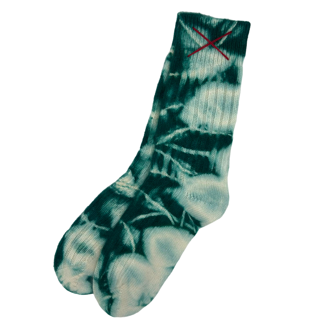 Tie-Dye Kaschmirsocken Flaschengrün von Mell-o