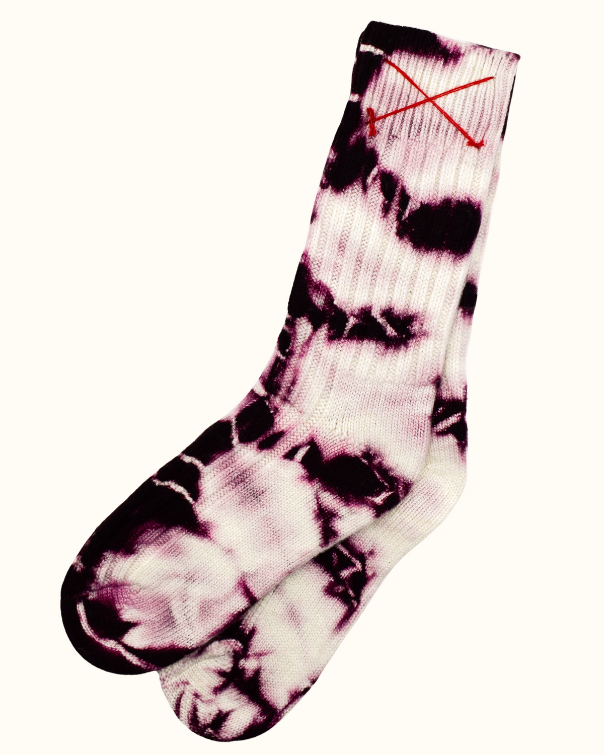 Tie-Dye Kaschmirsocken Bordeaux von Mell-o – Ansicht 5