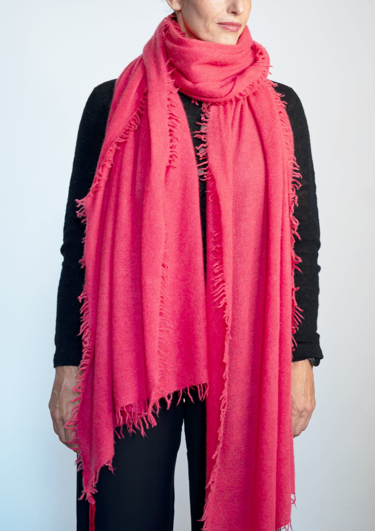 Großer Kaschmirschal Pink von Mell-o – Ansicht 2
