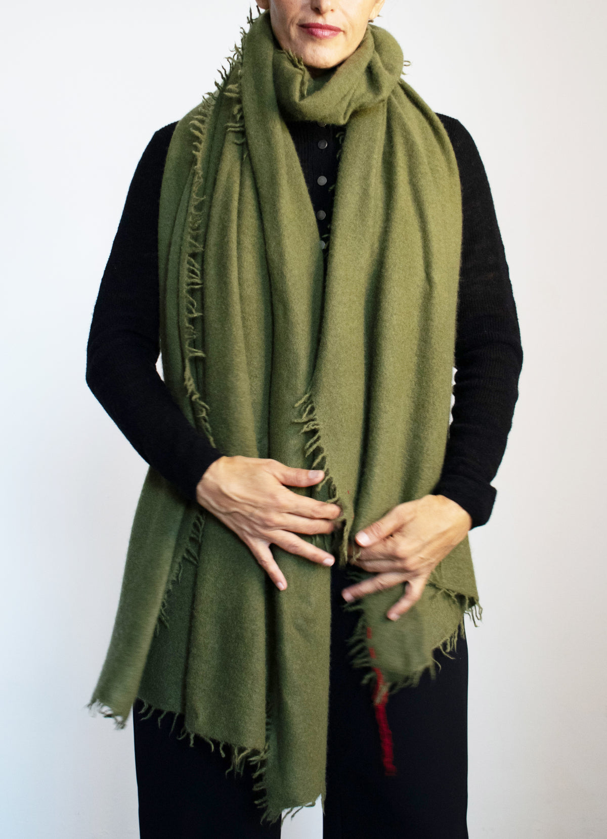 Großer Kaschmirschal Olive von Mell-o – Ansicht 2