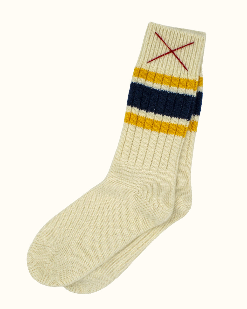 Sporty Kaschmirsocken Natur mit Gelb/Indigo von Mell-o – Ansicht 4