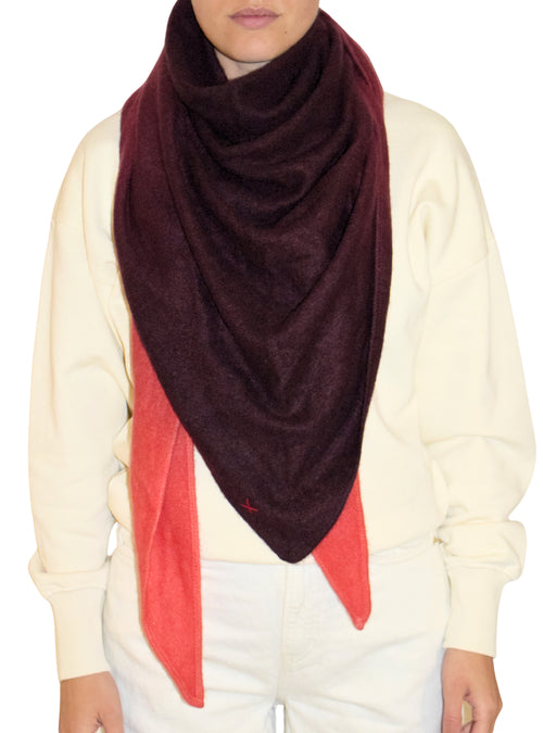 Großer Dip-Dye Dreieckschal Rot/Braun aus Kaschmir von Mell-o