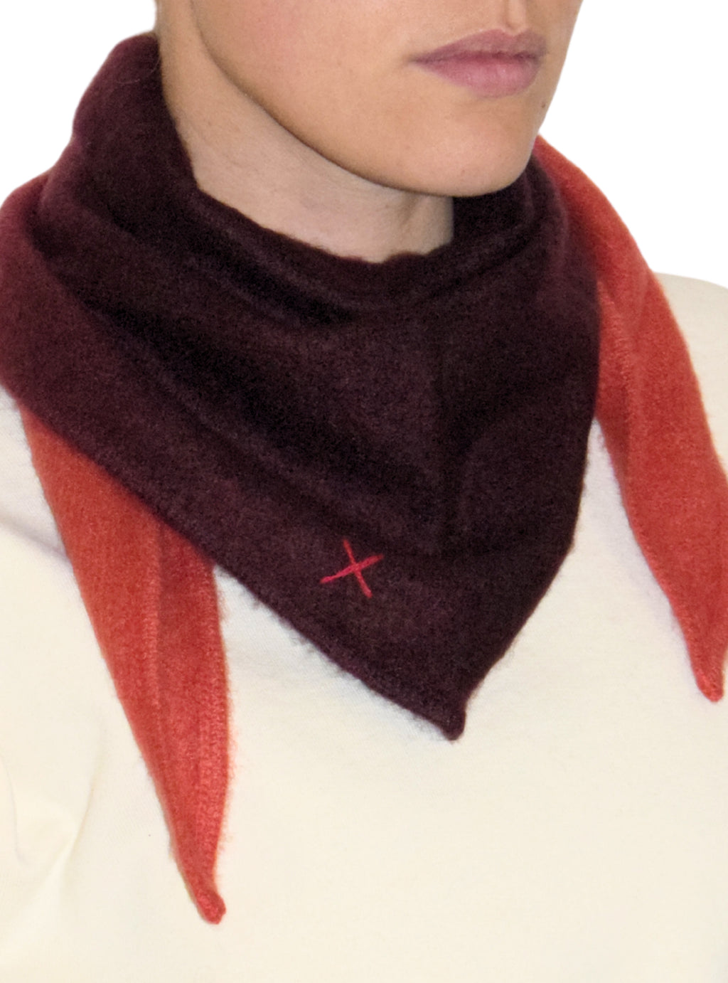 Kleiner Dip-Dye Dreieckschal Braun/Rot aus Kaschmir von Mell-o – Ansicht 2