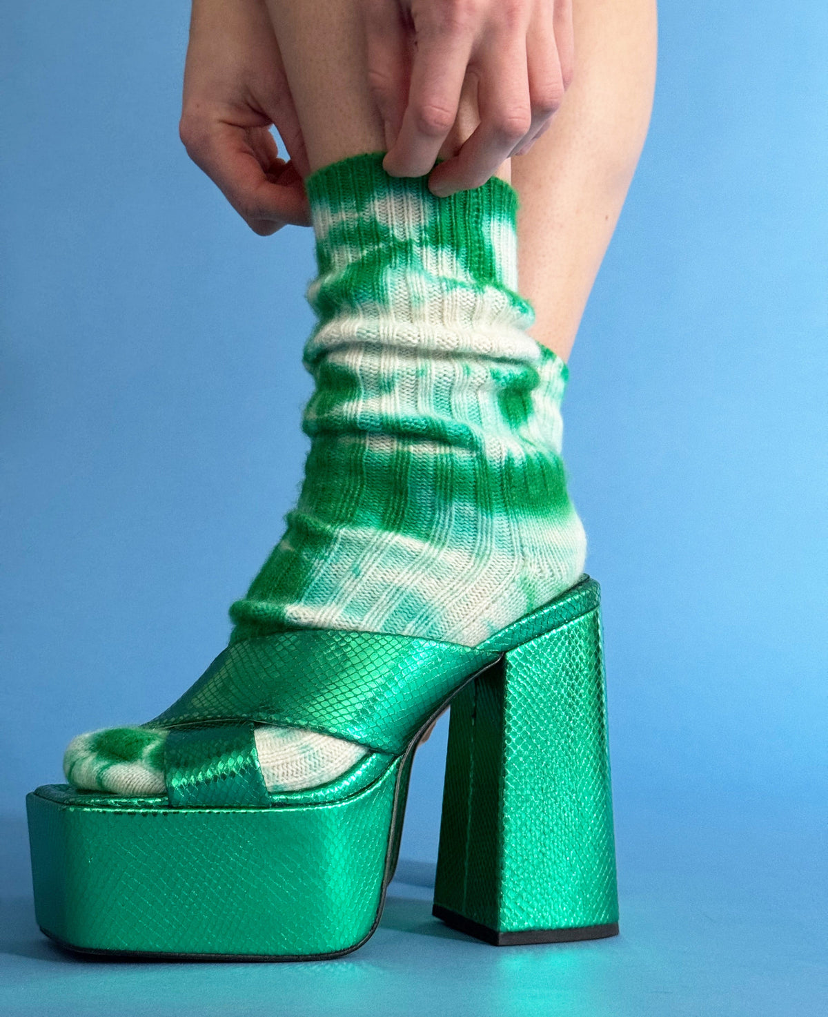 Tie-Dye Kaschmirsocken Evergreen von Mell-o – Ansicht 5